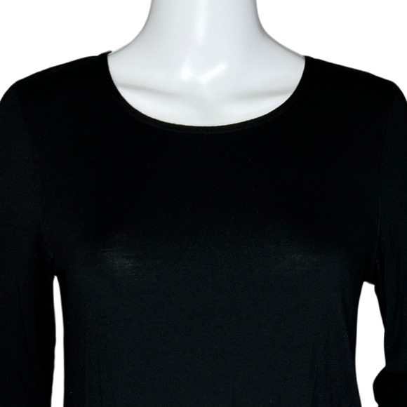 Chicos Shirt Womens Small Petite Black White Split Back Updated Basic Minimalist - Picture 2 of 7